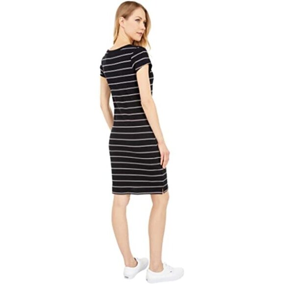 Vans Black with Pink Stripes Ally Stripe Cotton Midi Dress - Picture 3 of 15